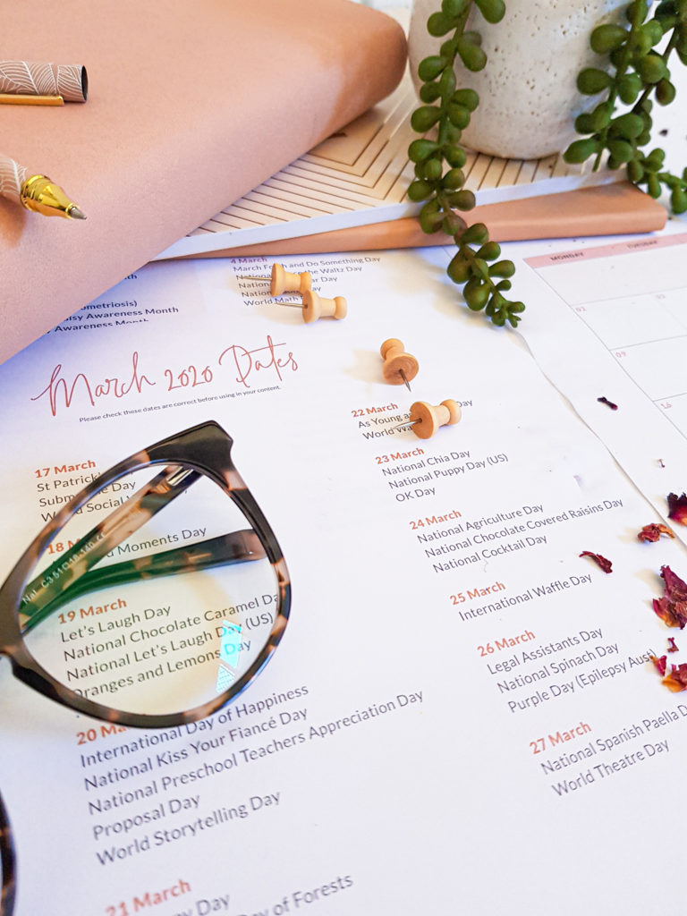 glasses, notebooks, diary, calendar