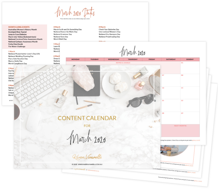 March Monthly Content Calendar Planner